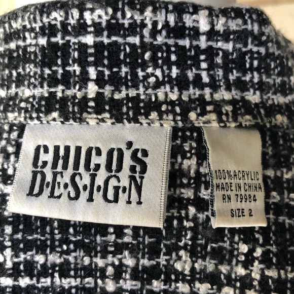 CHICOS B/W Jacket Sz 2 Tweedy Acrylic - Picture 7 of 8